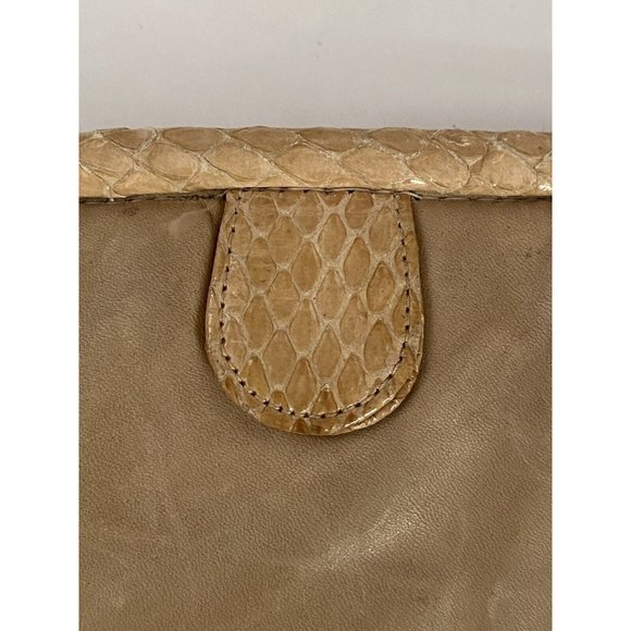 Vintage‎ Tan Morris Moskowitz Leather Reptile Convertible Clutch Crossbody Bag - Picture 4 of 12